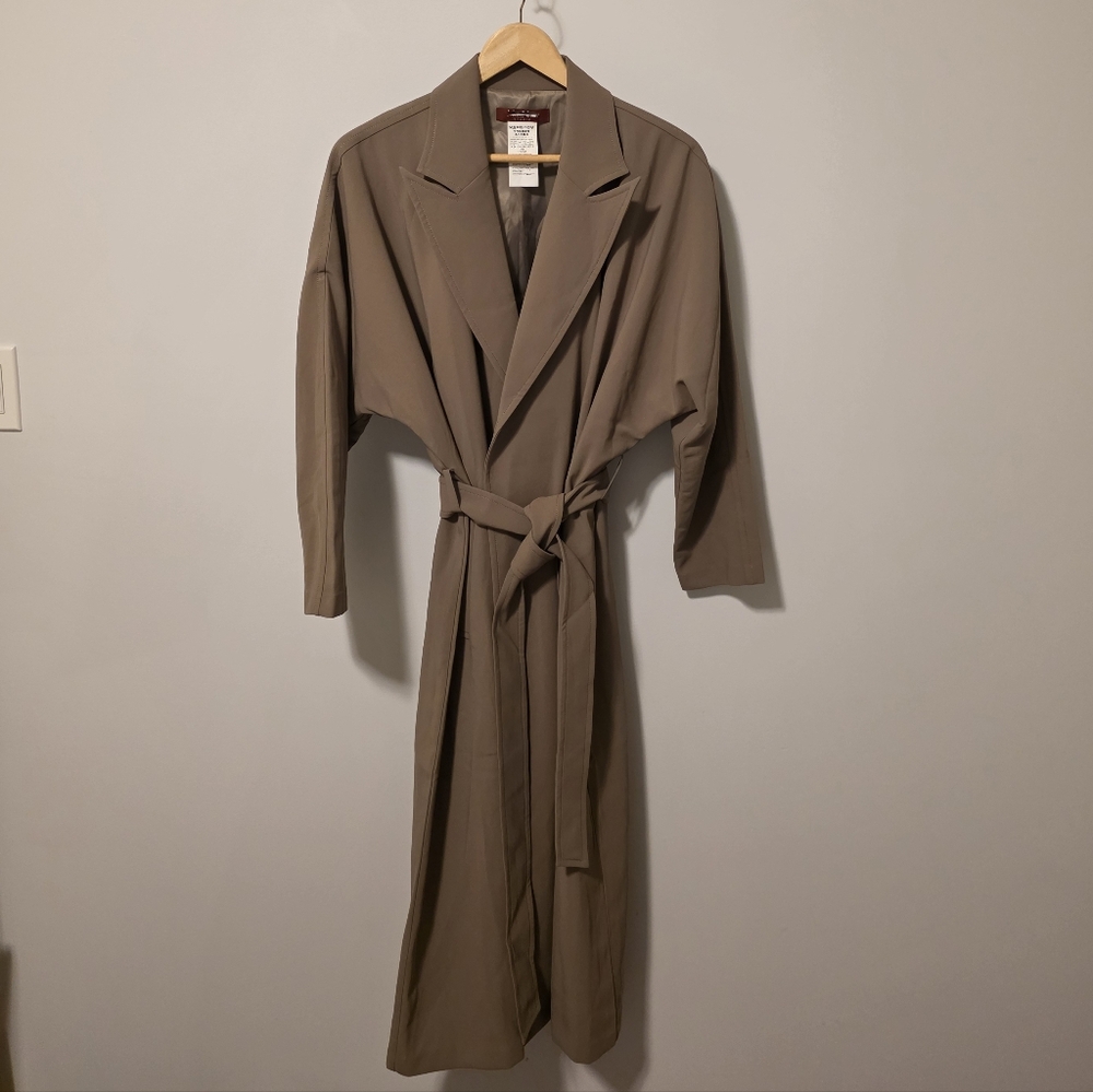 Max Mara Studio Brown Tan Oversize Loose Fit Long Trench Coat Jacket Size US 8